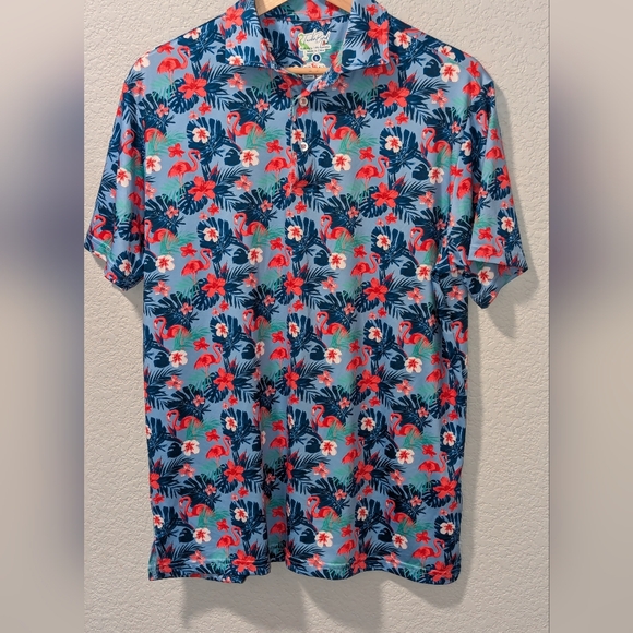 Tailor Byrd Flamingo Performance Polo Size Large - Picture 2 of 8